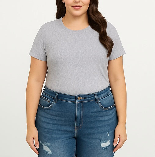 Plus Size Distressed Boyfriend Jeans – Mid Wash